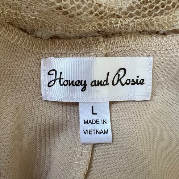 Honey and Rosie Juniors Glittery Chevron Stripe Lace Dress Brown Ombre size L - Picture 7 of 11